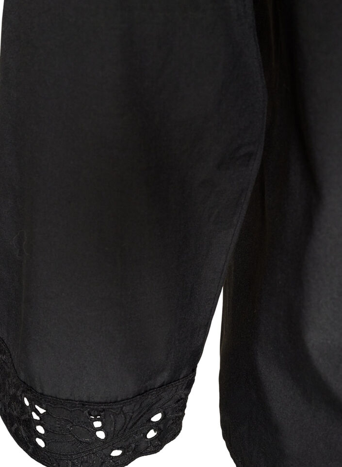 Shirt blouse with broderie anglaise, Black, Packshot image number 3