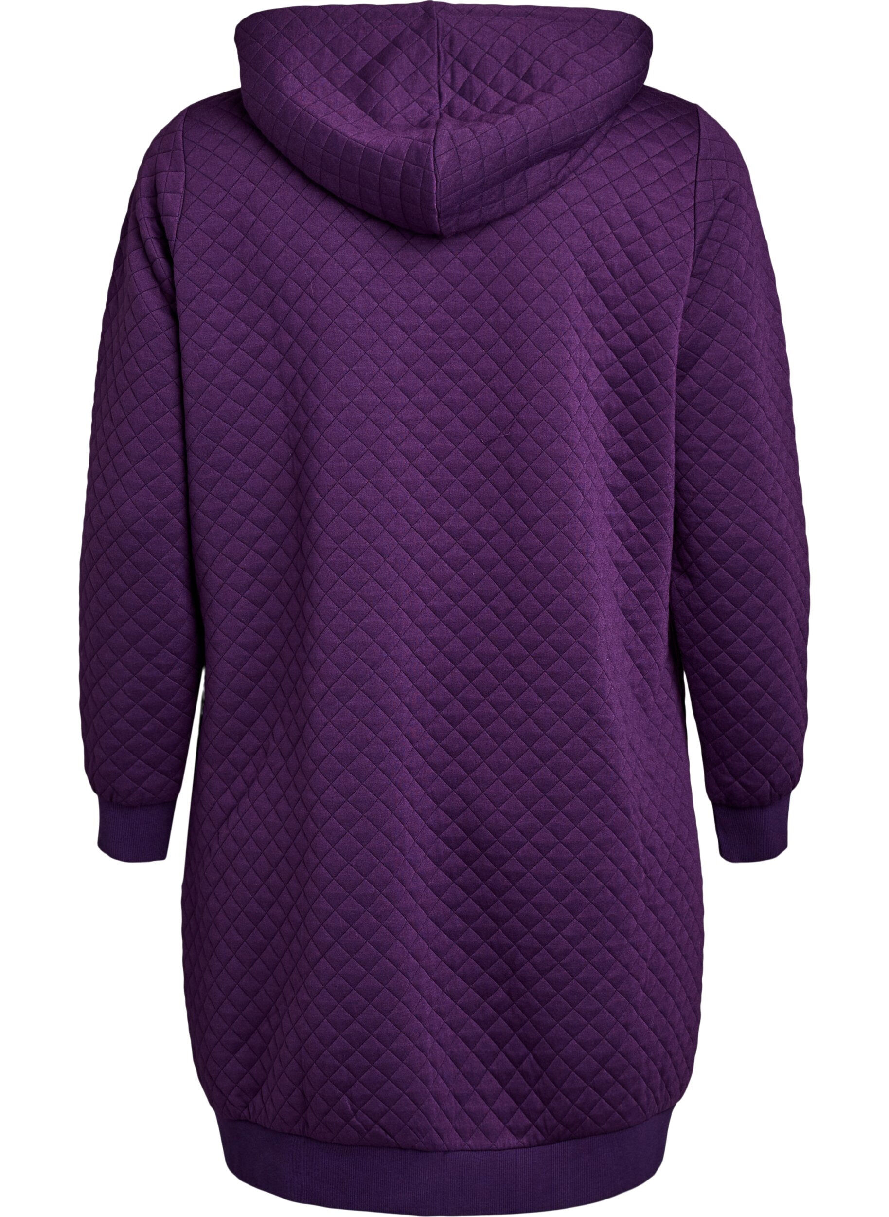 Zizzifashion Long quilted sports cardigan with zipper, Purple, Packshot image number 1