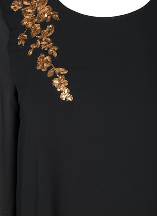 Tunic with an asymmetric hem and sequins, Black, Packshot image number 2