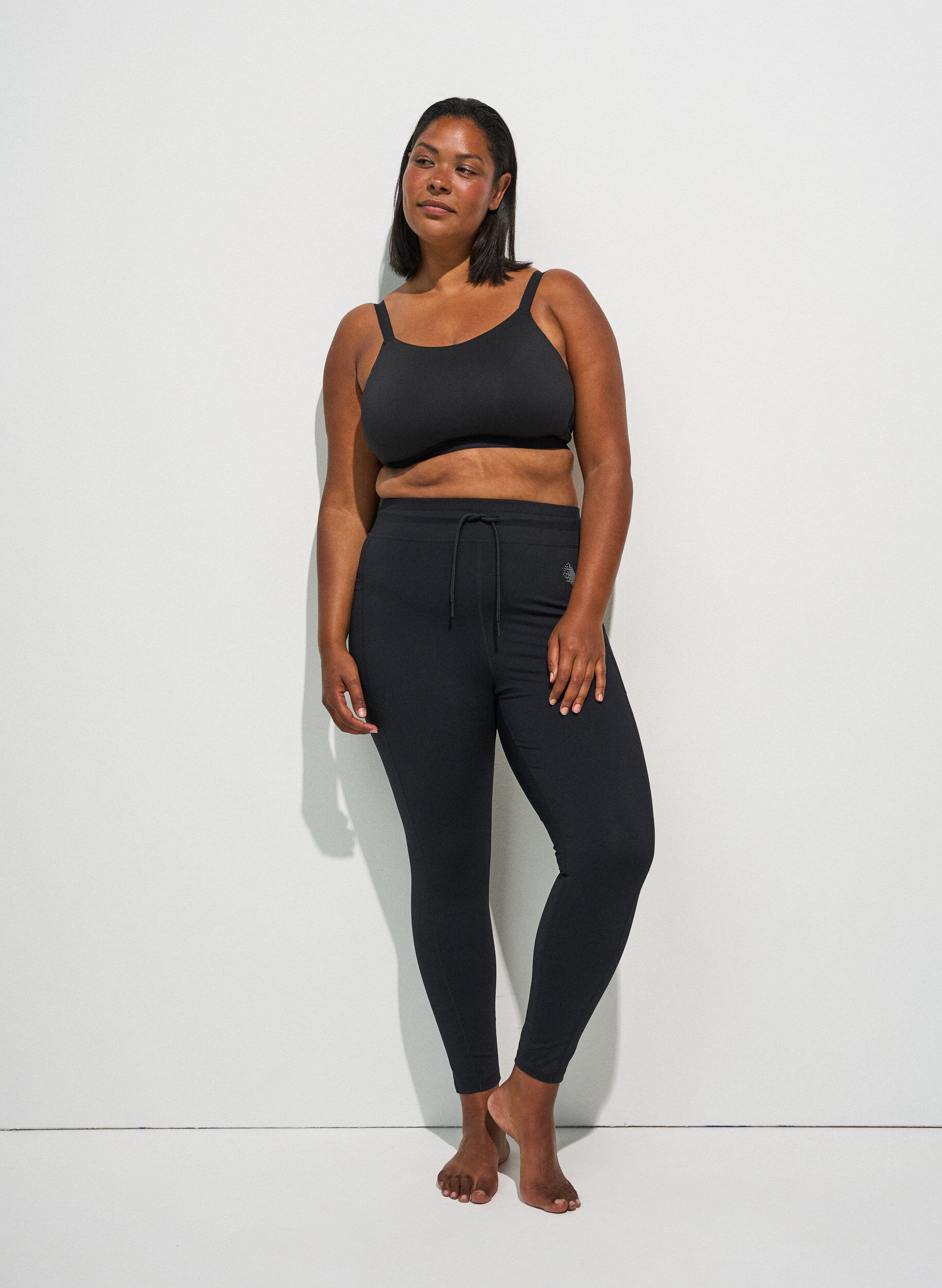 Zizzifashion 7/8 training tights with pockets, Black, Model image number 1