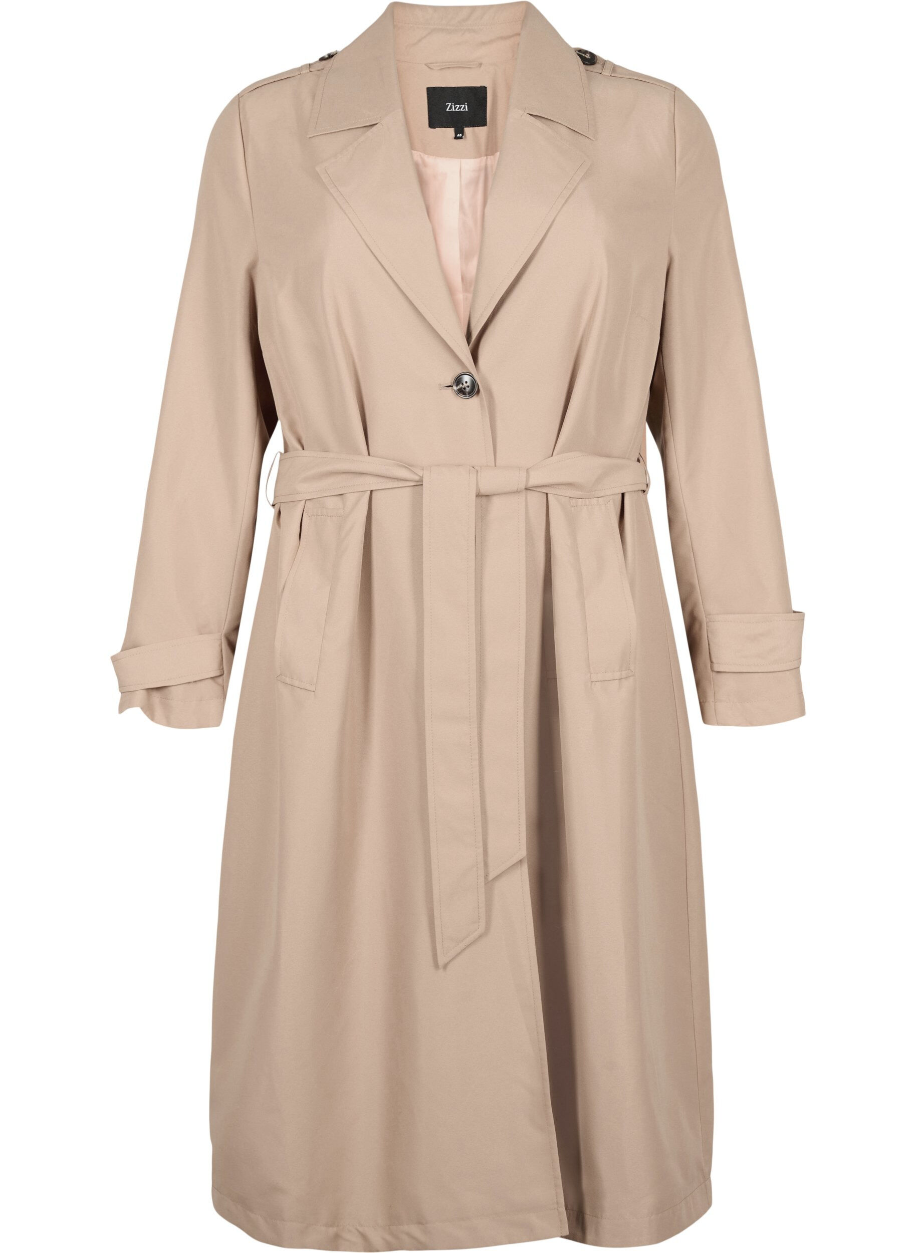Zizzifashion Long trench coat with belt, Nomad, Packshot image number 0