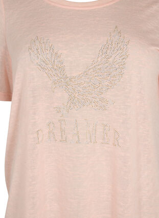T-shirt with studs and round neck, Pale Blush, Packshot image number 2