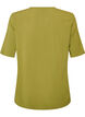 Short-sleeved woven blouse with round neck, Green, Packshot image number 1