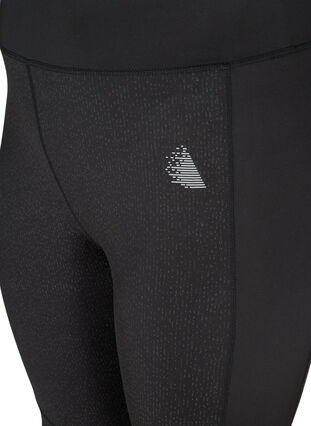 Cropped sports tights with reflective print, Black, Packshot image number 2
