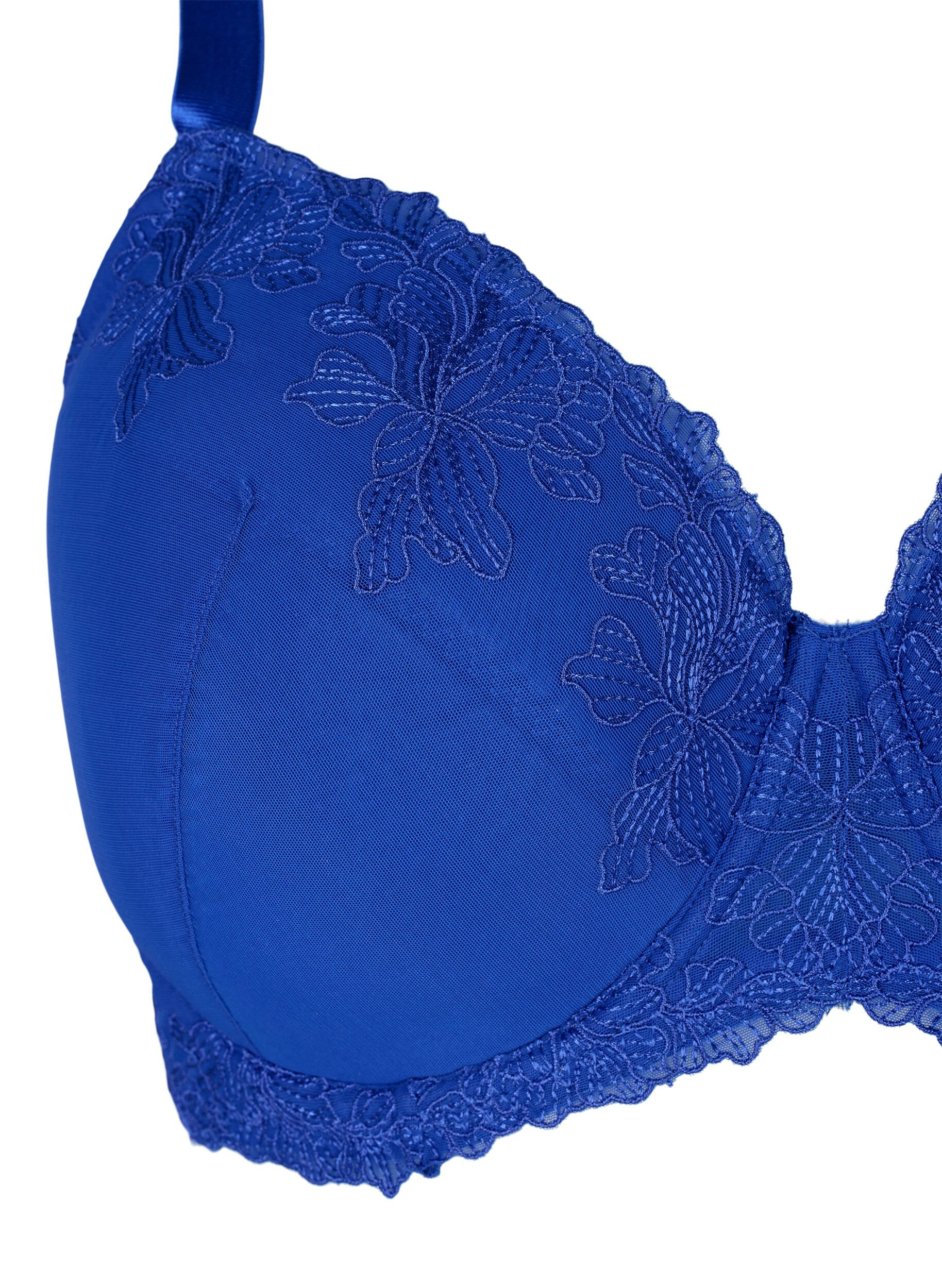 Zizzifashion Padded underwired bra with lace, Blue, Packshot image number 2