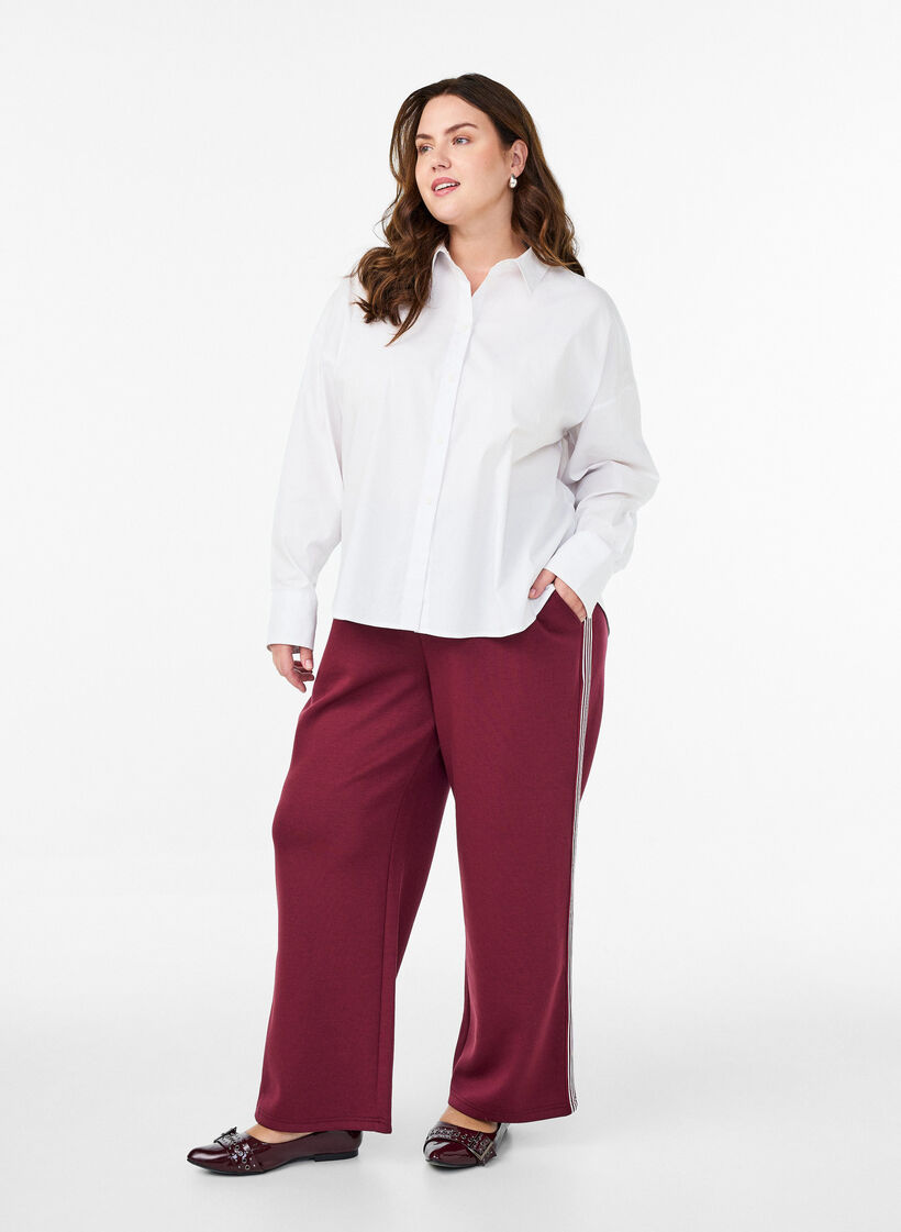 Trousers with side stripes, Red, Model image number 0