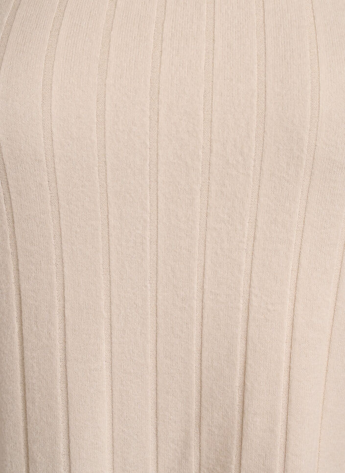 Jersey blouse with a square neck and ribbed texture, Beige, Packshot image number 2