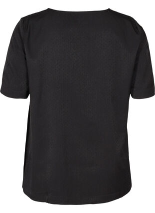 Short-sleeved blouse with a zip detail, Black, Packshot image number 1