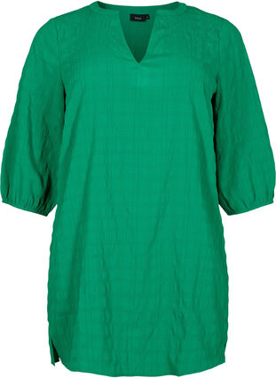 Textured tunic with 3/4 sleeves, Jolly Green, Packshot image number 0