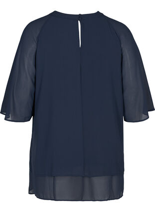 Chiffon blouse with 3/4 sleeves, Navy Blazer, Packshot image number 1