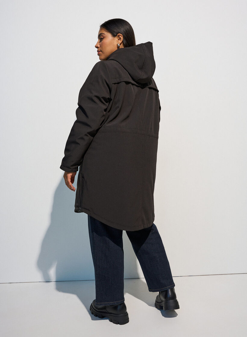 Water-repellent softshell jacket with quilted lining, Black, Model image number 2