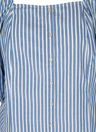 Striped cotton blouse with 3/4 sleeves, Bijou Blue Stripe, Packshot image number 2