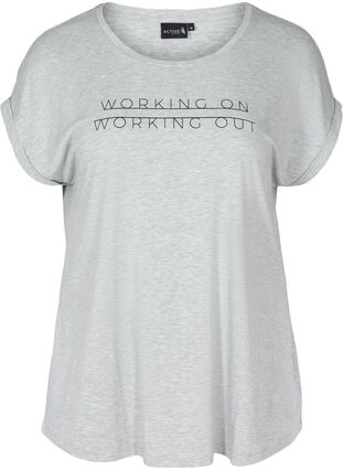Short-sleeved sports T-shirt with print, Light Grey Melange, Packshot image number 0