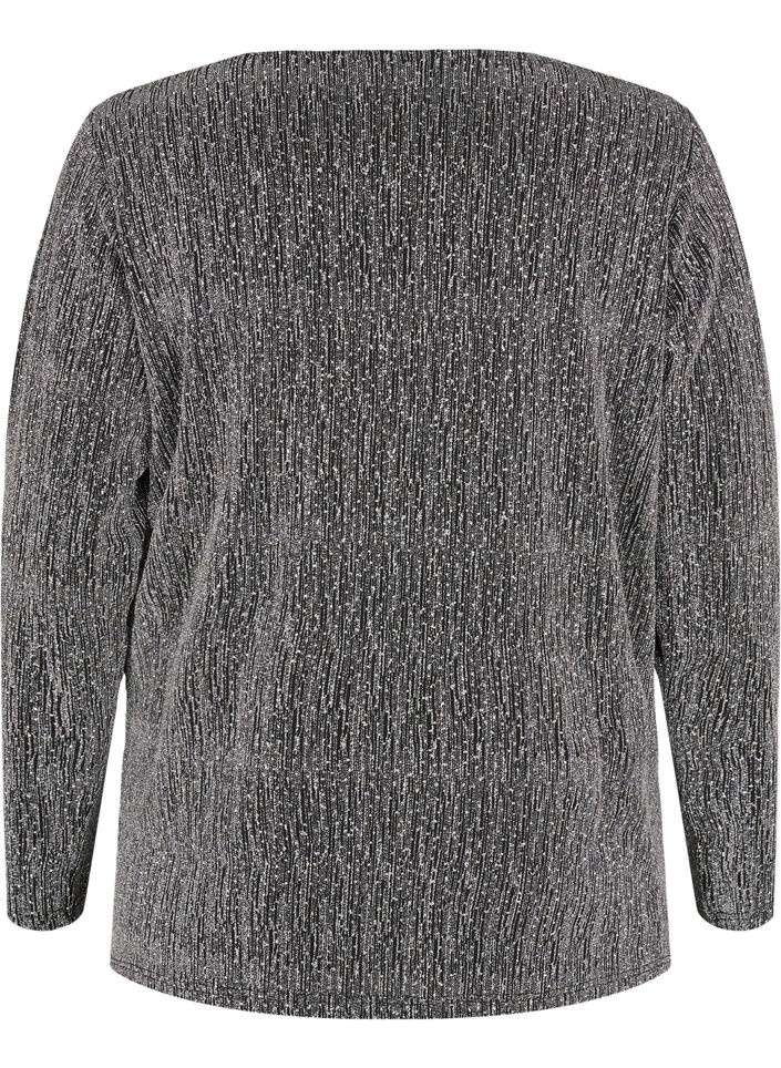 Wrap-look glitter party top, Black, Packshot image number 1