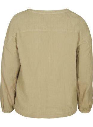 Cotton shirt with adjustable bottom hem, Aloe, Packshot image number 1