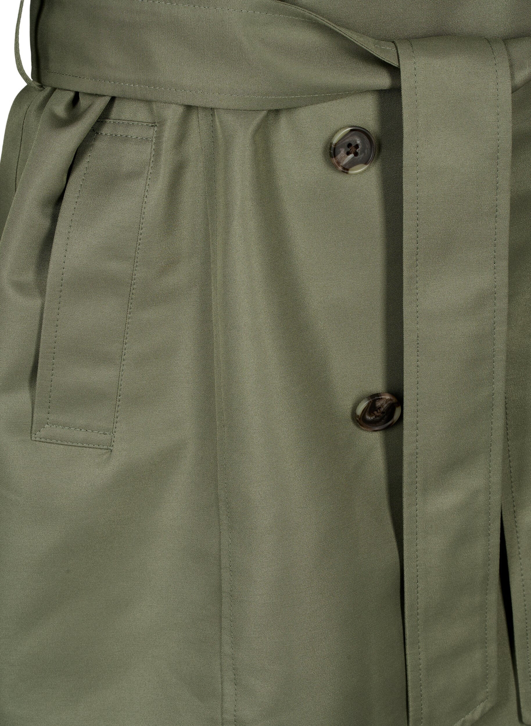 Zizzifashion Short trench coat with belt, Green, Packshot image number 3