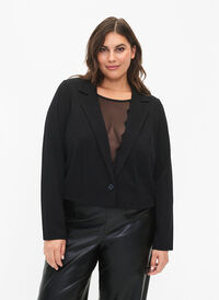 Short blazer with button, Black, Model