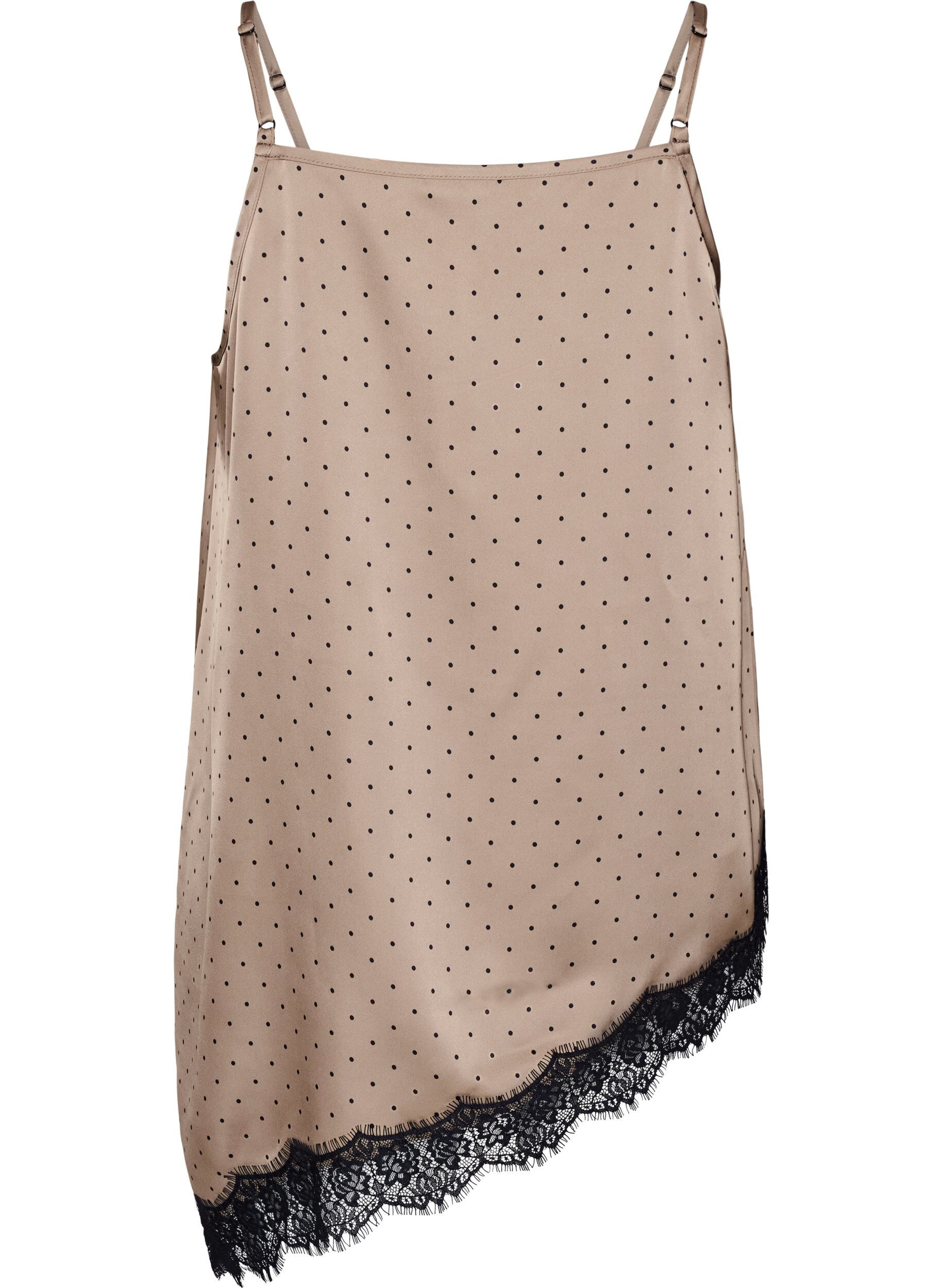 ZizzifashionStrappy top with lace and an asymmetrical hem, Beige, Packshot image number 1