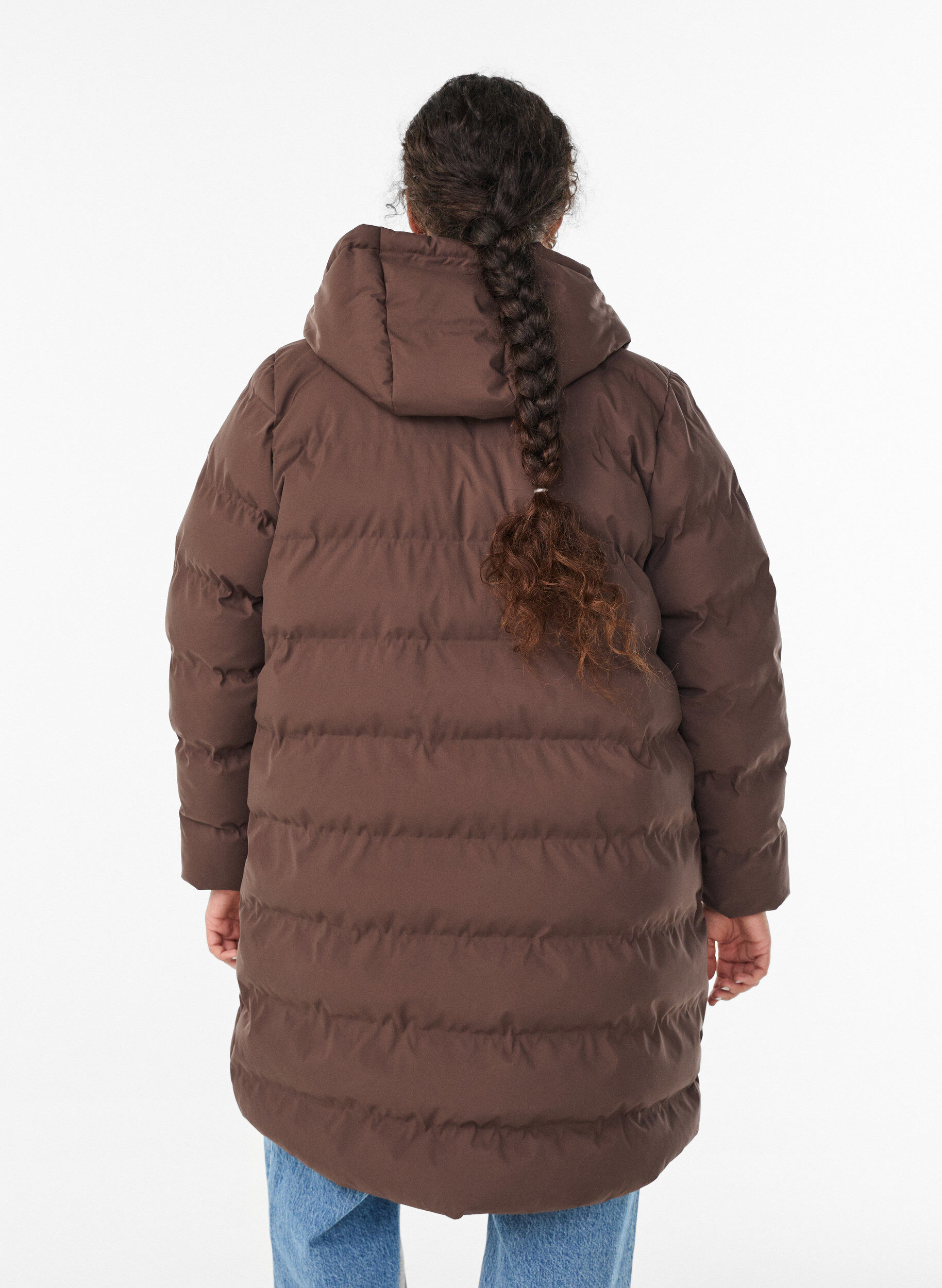 Zizzifashion Puffer coat with hood and pockets, Brown, Model image number 2