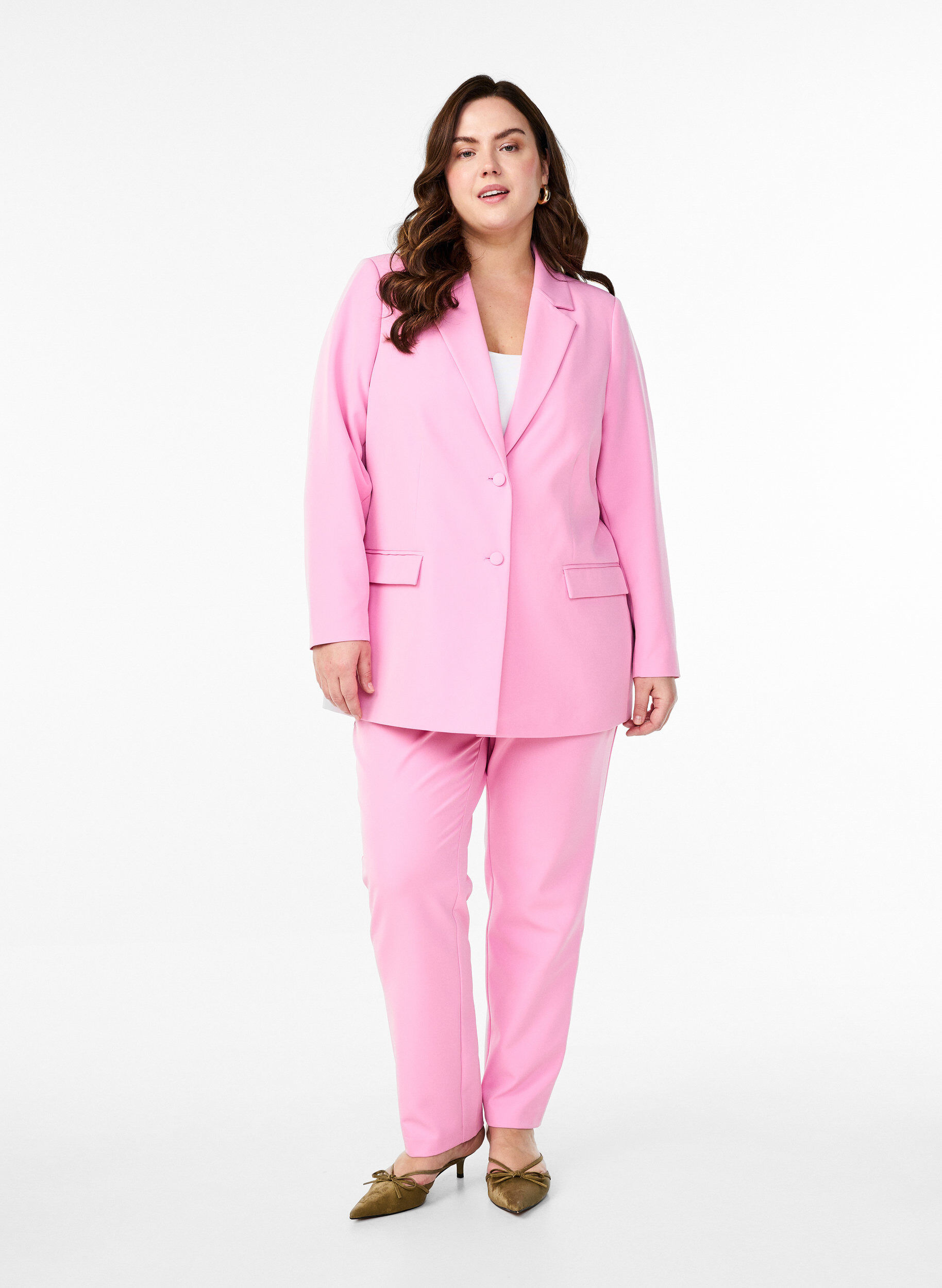 Zizzifashion Classic blazer with button closure, Pink, Model image number 1