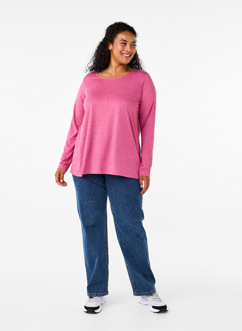 Long-sleeved T-shirt with round neck, Malaga Mel., Model image number 2