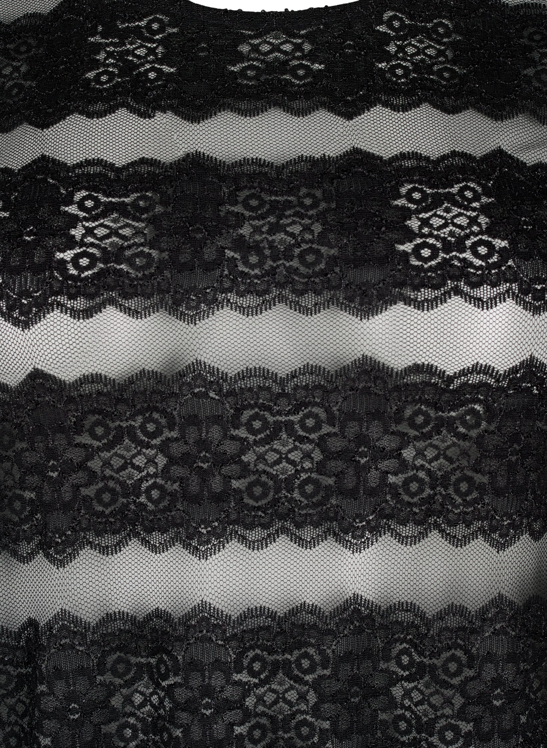 Zizzifashion Midi dress with lace and sheer mesh, Black, Packshot image number 2