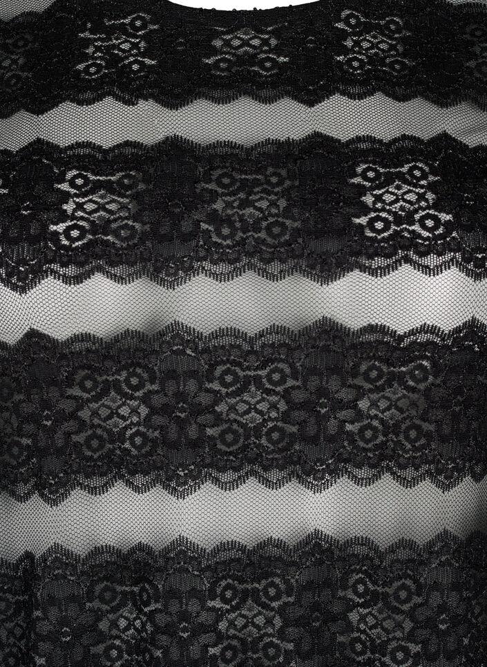 Midi dress with lace and sheer mesh, Black, Packshot image number 2