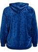 Hooded velour cardigan with pockets, Blue, Packshot image number 1