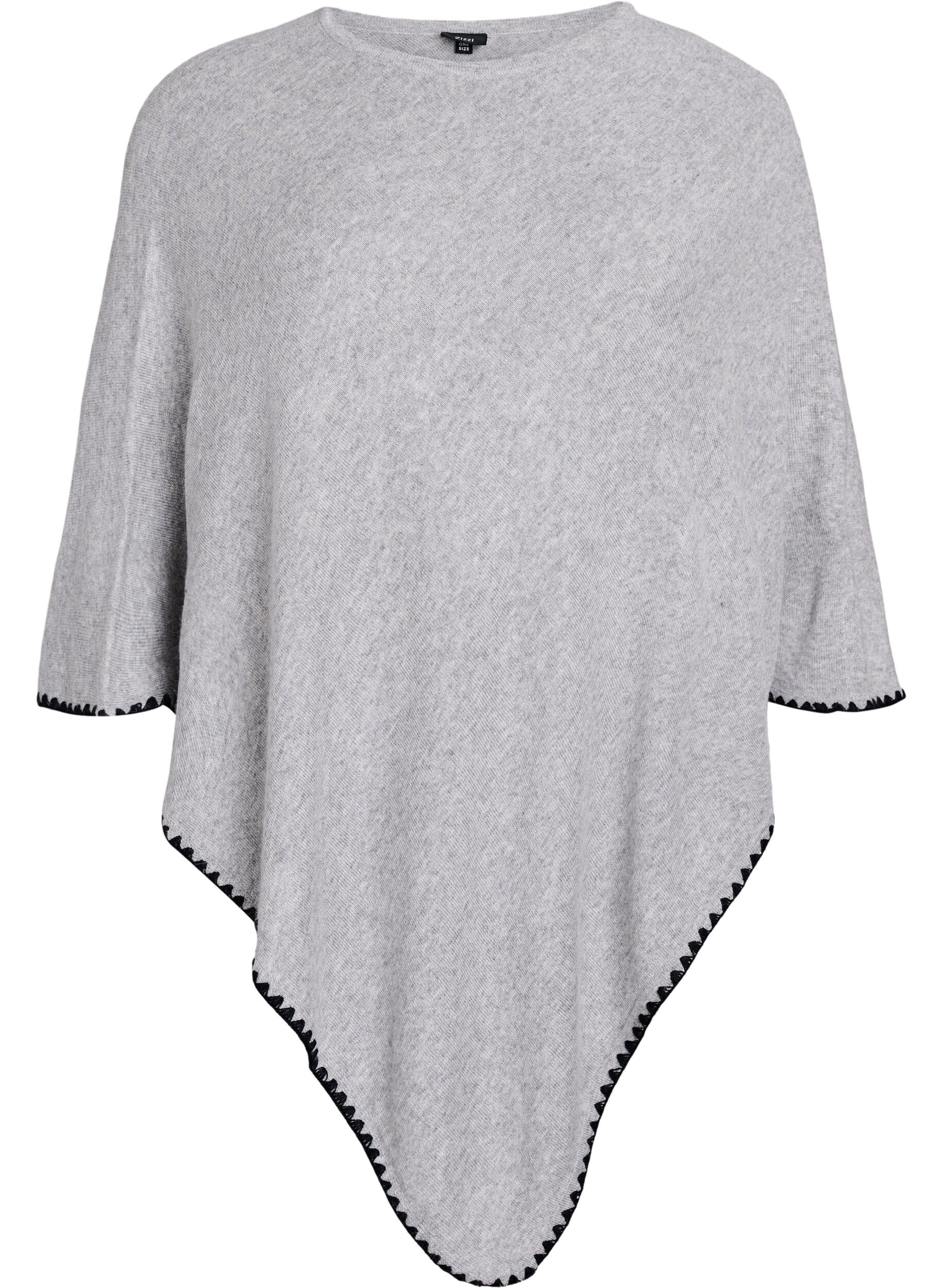 Zizzifashion Fine-knit poncho, Grey, Packshot image number 0