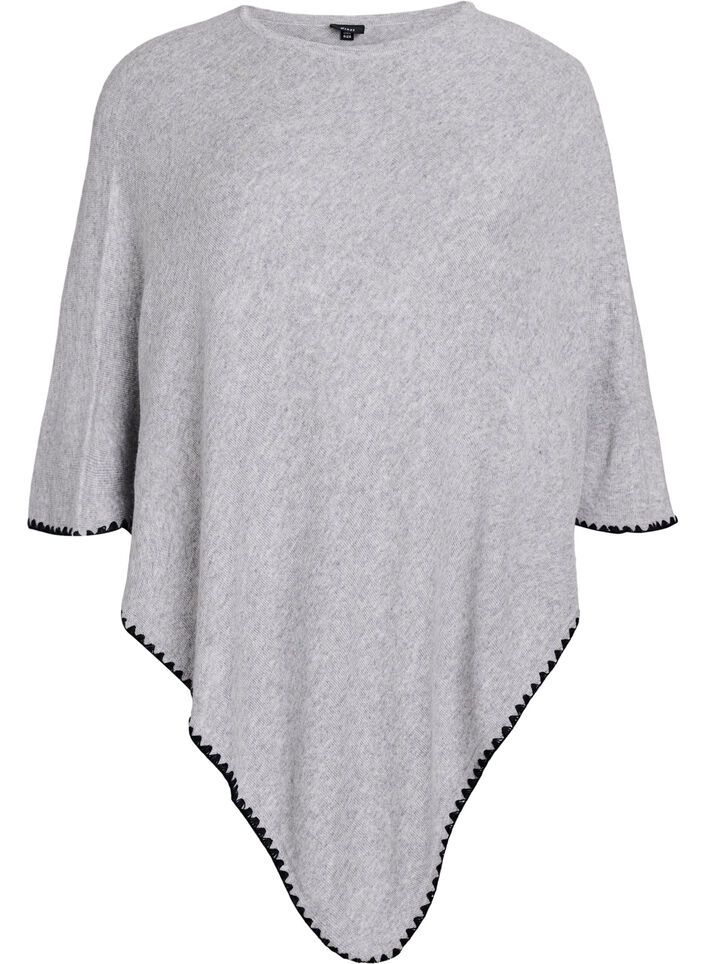 Fine-knit poncho, Grey, Packshot image number 0