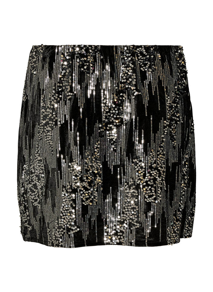Short sequin skirt, Black, Packshot image number 1