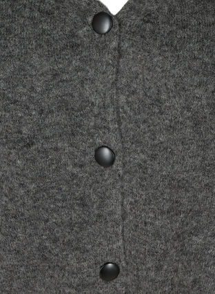 Short wool blend knitted cardigan, Dark Grey Melange, Packshot image number 2