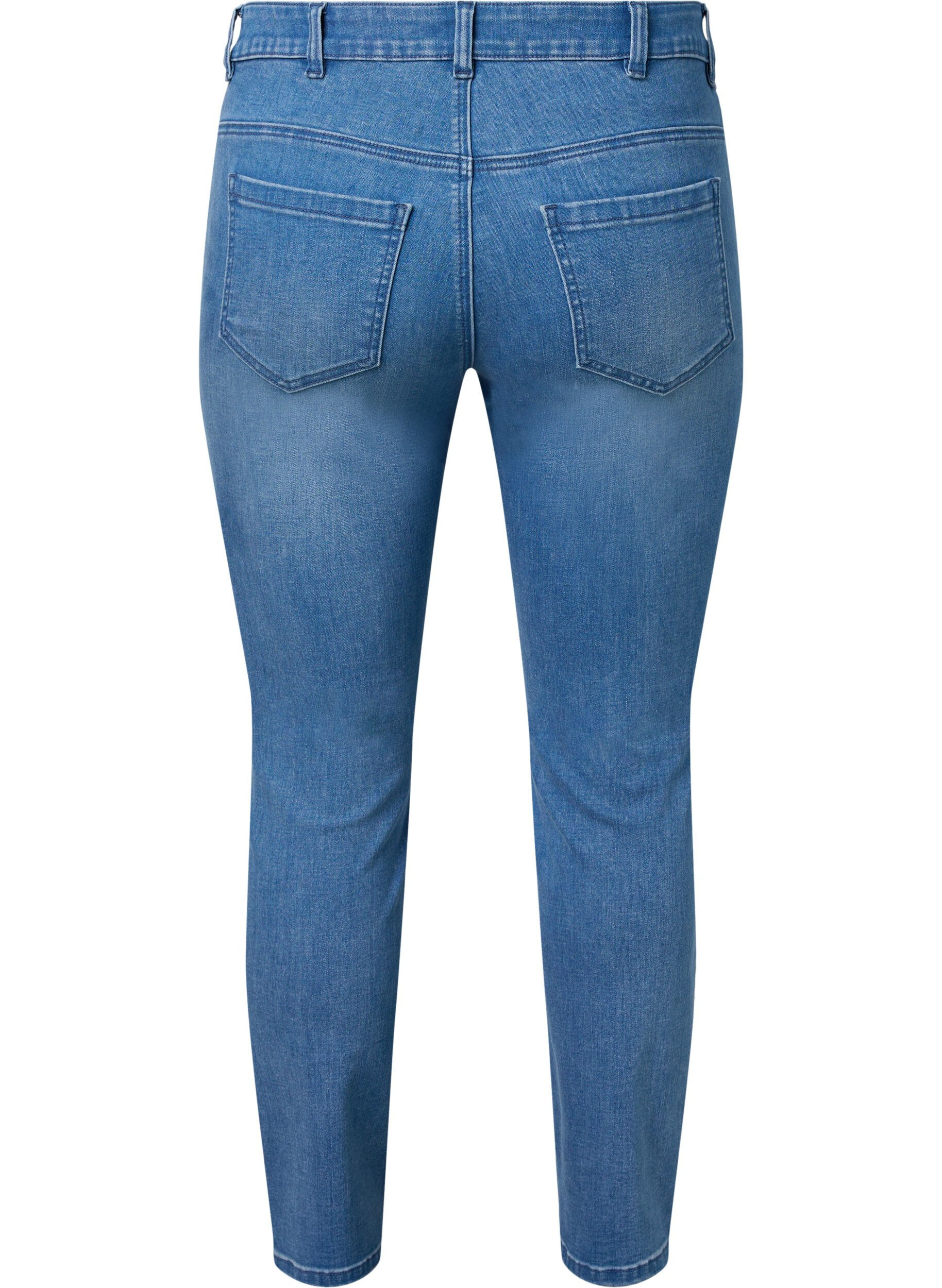 Zizzifashion Cropped Emily jeans with embroidery, Blue denim, Packshot image number 1