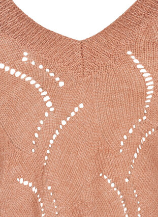 Pattern knitted top with wool, Burlwood mel, Packshot image number 2