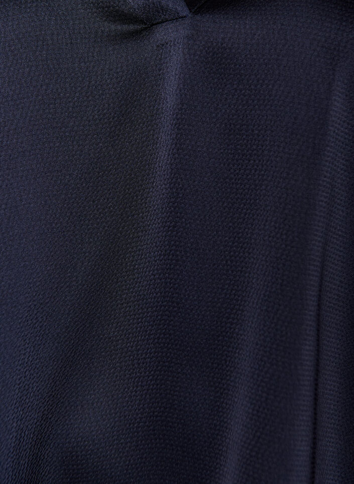 Satin-look blouse with 1/2 sleeves and a ruffle collar, Blue, Packshot image number 2