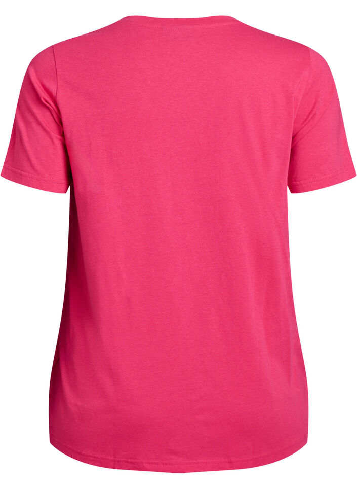 Short-sleeved t-shirt with v-neck, Pink, Packshot image number 1