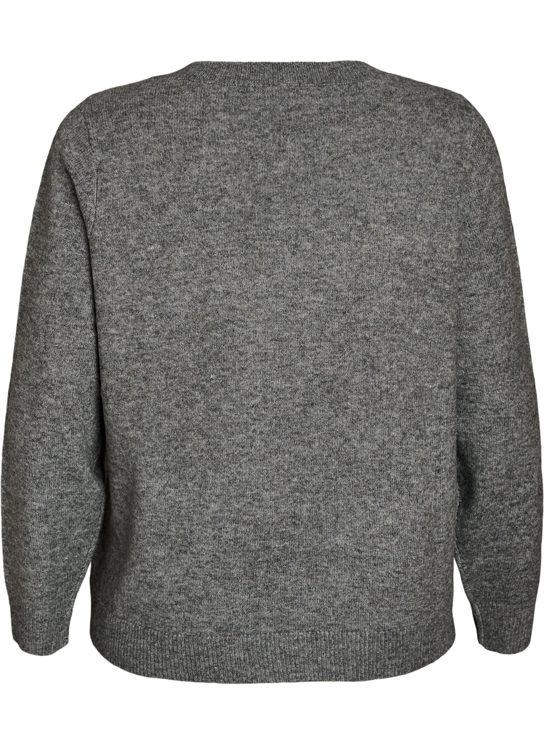 ZizzifashionKnitted blouse with glitter bow, Grey, Packshot image number 1