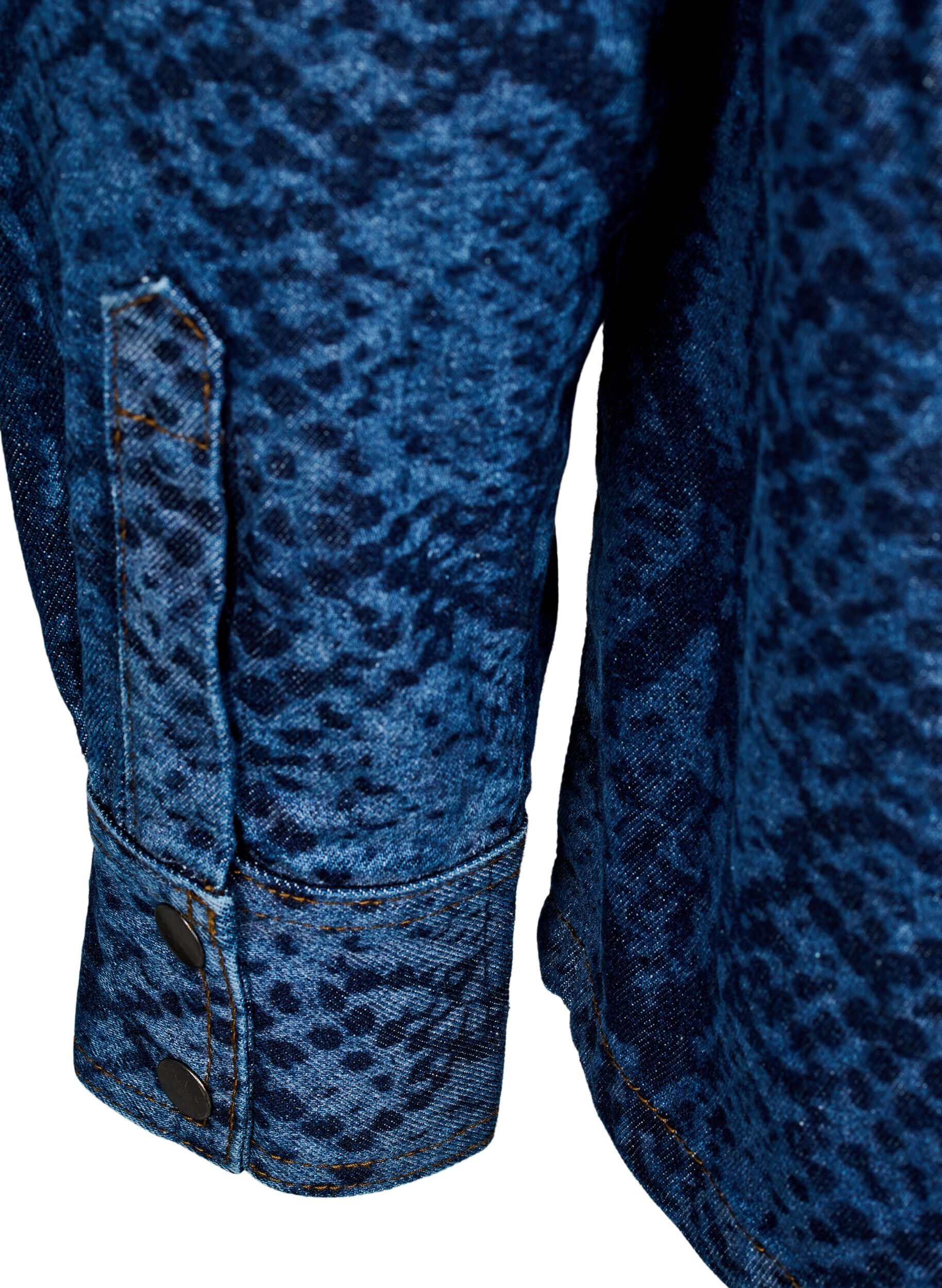 Zizzifashion Loose denim shirt with snake print, Blue, Packshot image number 3