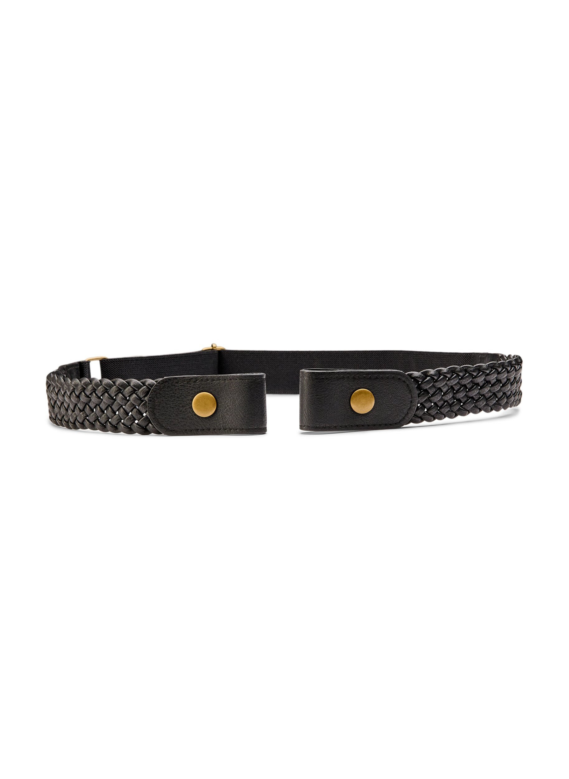Zizzifashion Braided elastic belt, Black, Packshot image number 0