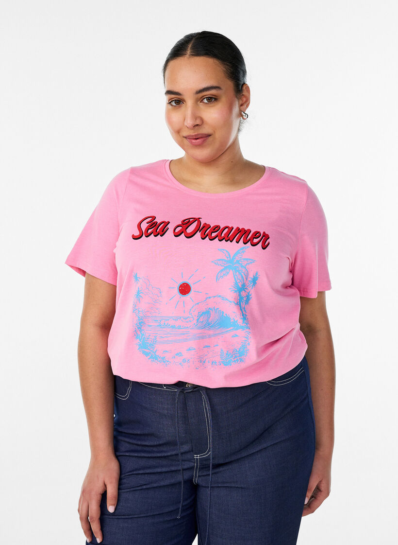 T-shirt with motif, Rose, Model image number 0