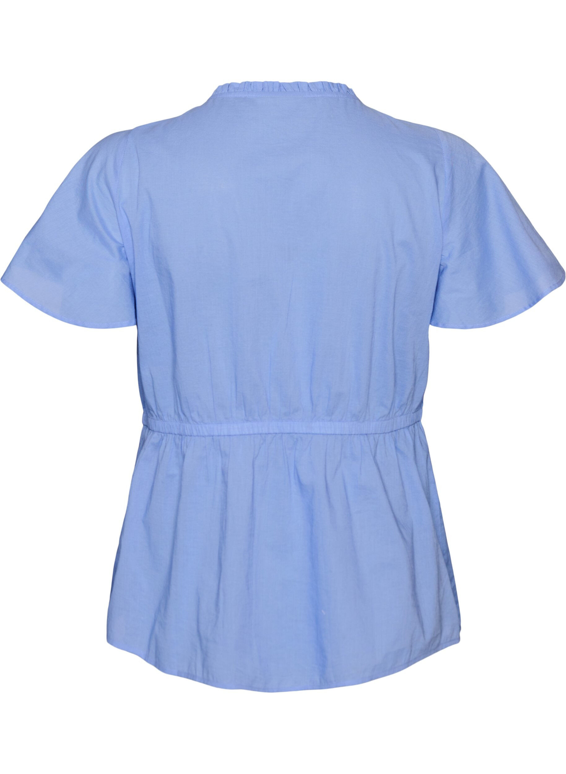 Zizzifashion Cotton blouse with tie-string and elastic waist, Blue, Packshot image number 1
