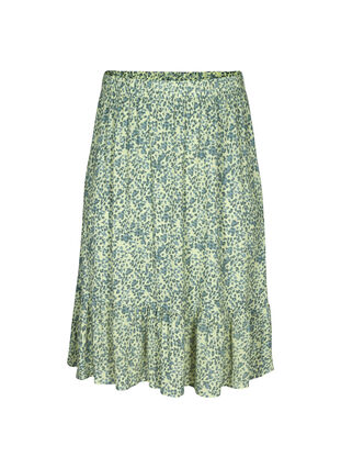 Printed midi skirt in viscose, Light Green Leaf, Packshot image number 0