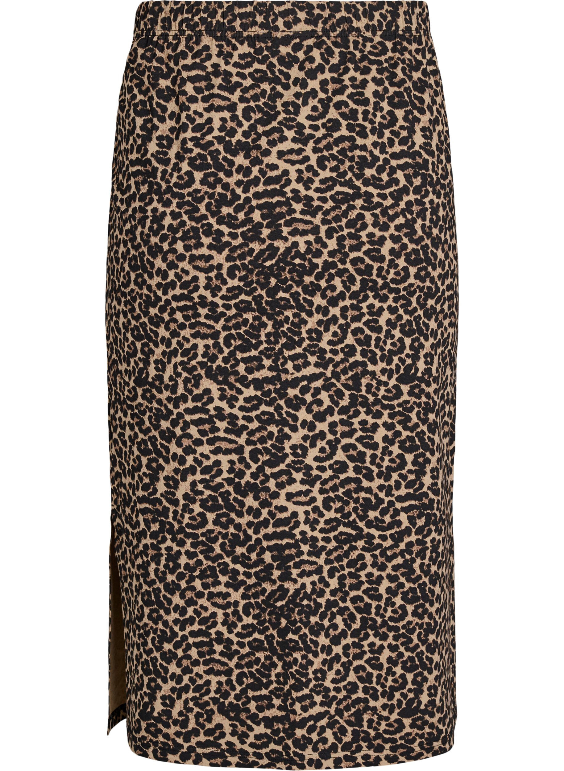 Zizzifashion Midi skirt with slit and leopard print, Brown, Packshot image number 1