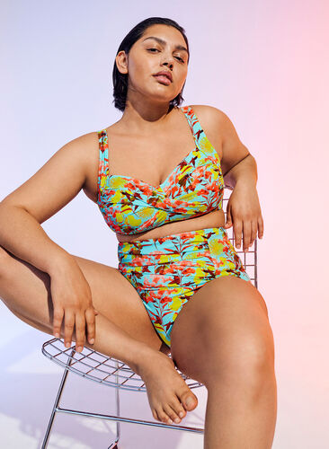 Printed bikini top, Bright Flower, Image image number 0