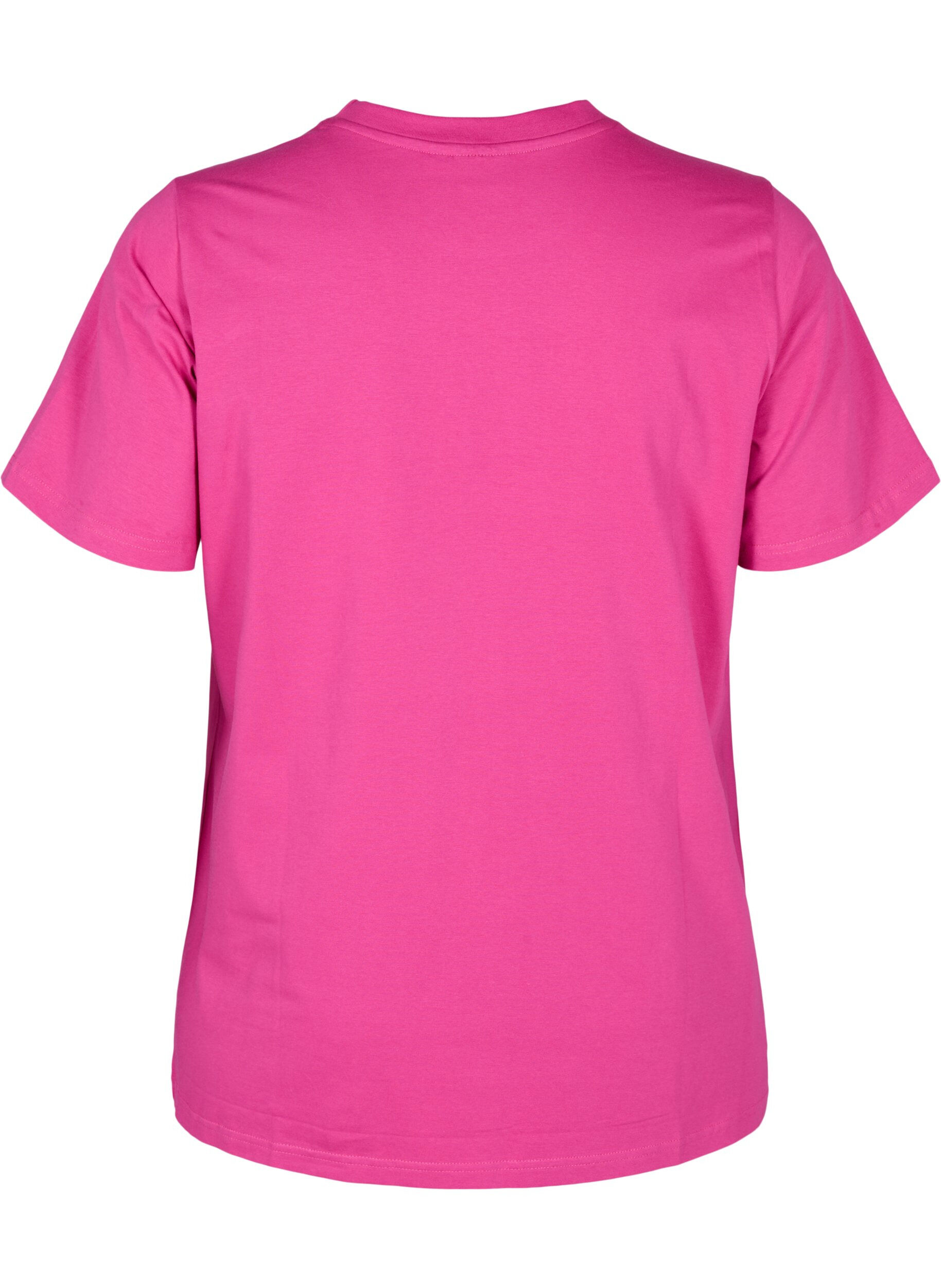 Zizzifashion T-shirt in organic cotton with a round neck, Raspberry Rose, Packshot image number 1