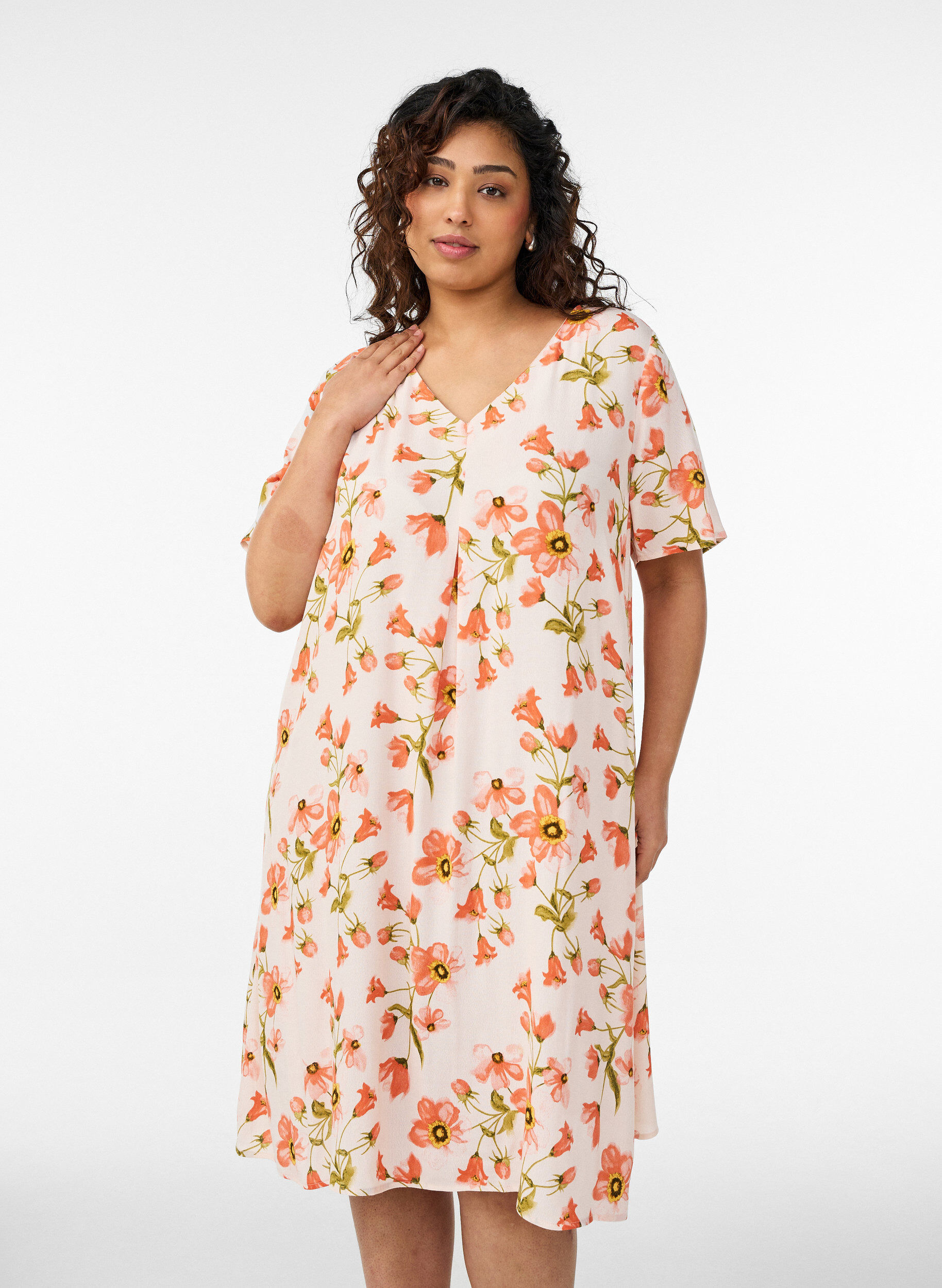 Zizzifashion Viscose A-line dress, Pink, Model image number 0