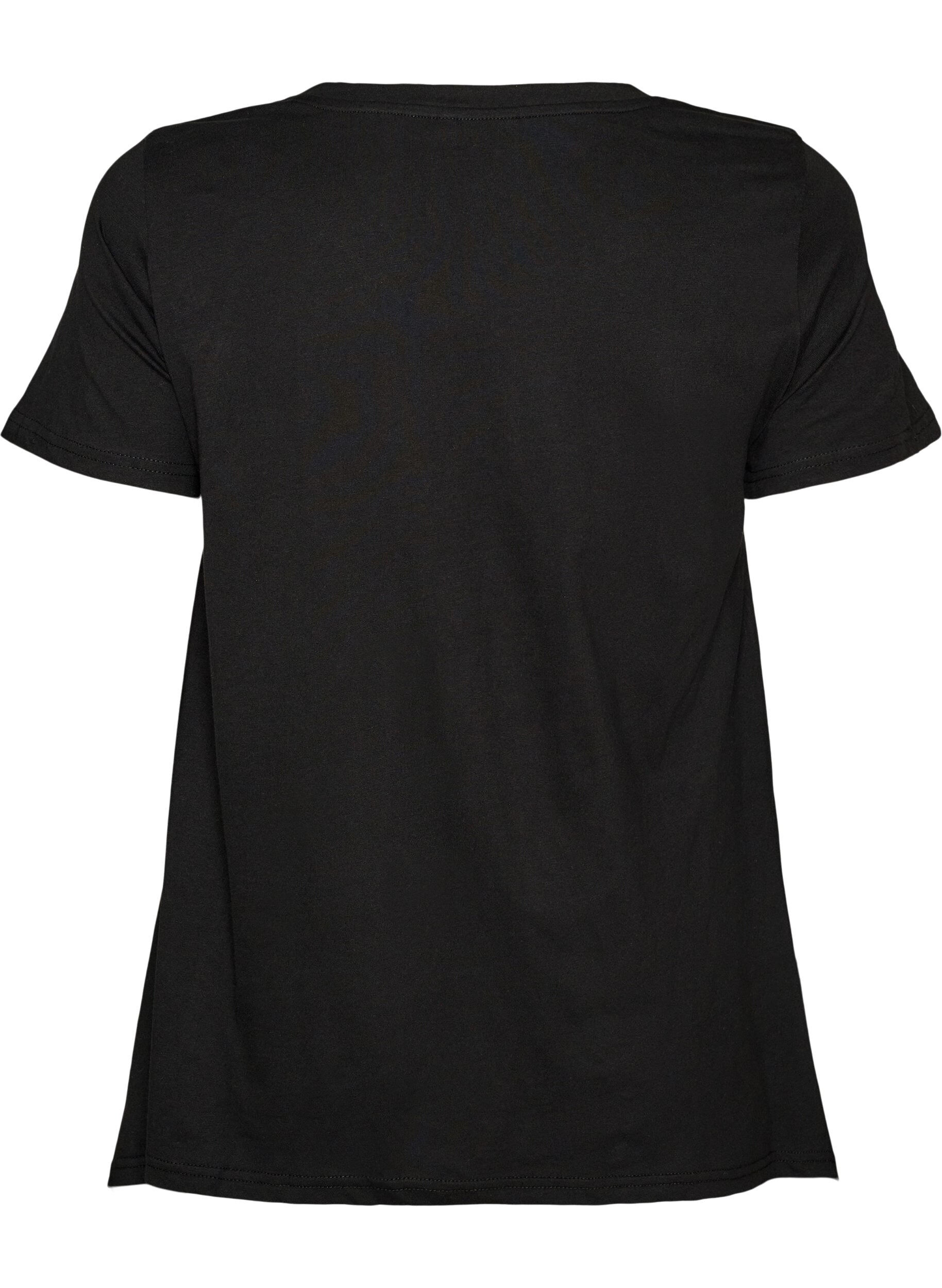 Zizzifashion T-shirt with a round neck and A-line shape, Black, Packshot image number 1