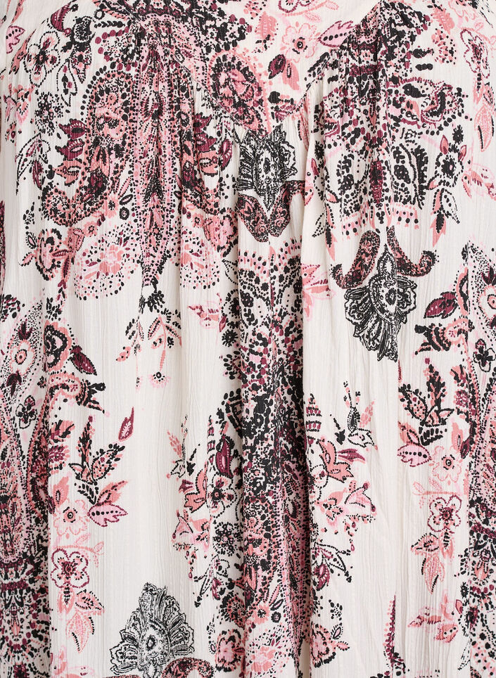 Long dress with a square neckline and floral motifs, Vanilla, Packshot image number 2
