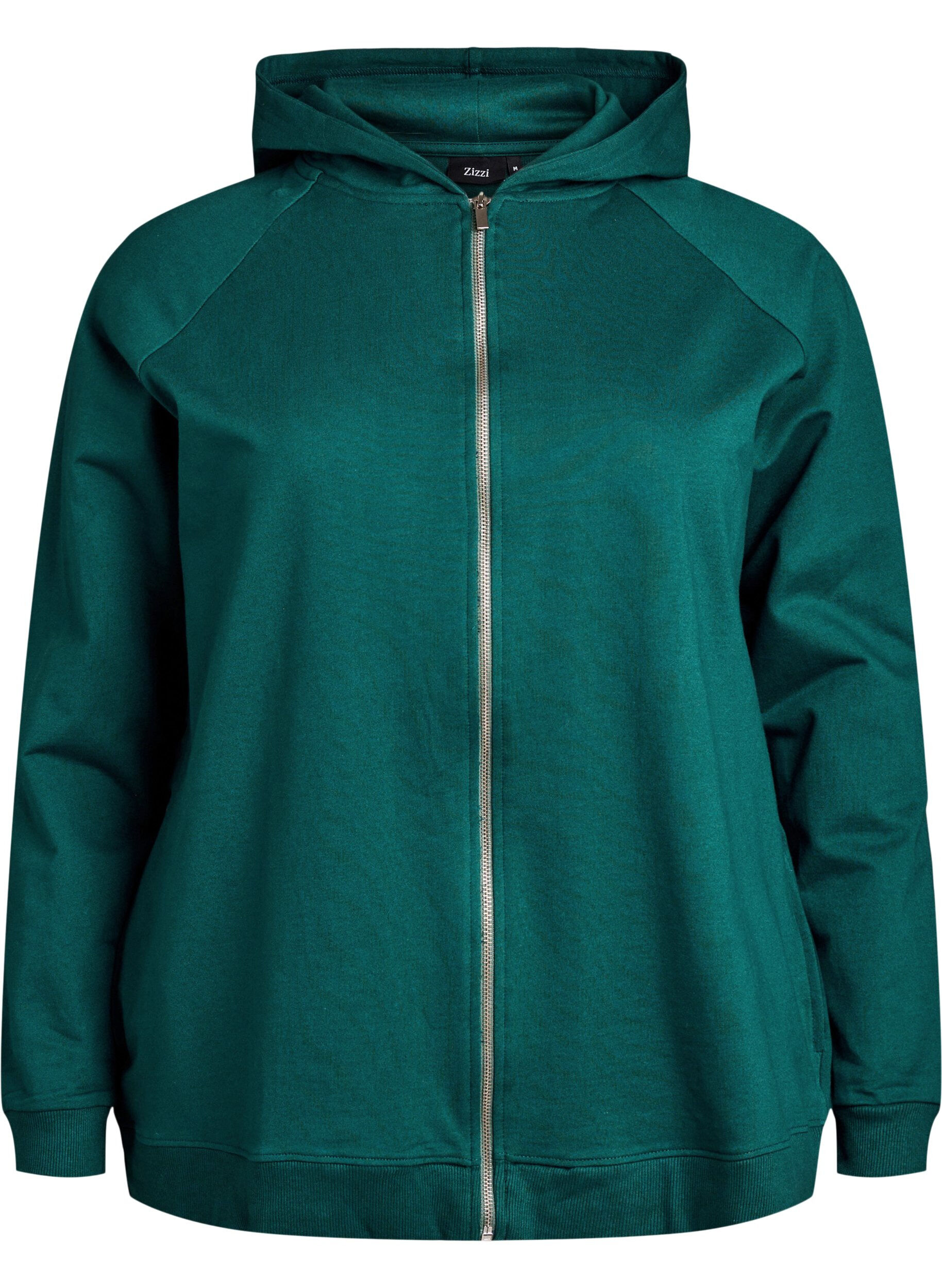 Zizzifashion Hoodie with zipper and back print, Green, Packshot image number 0