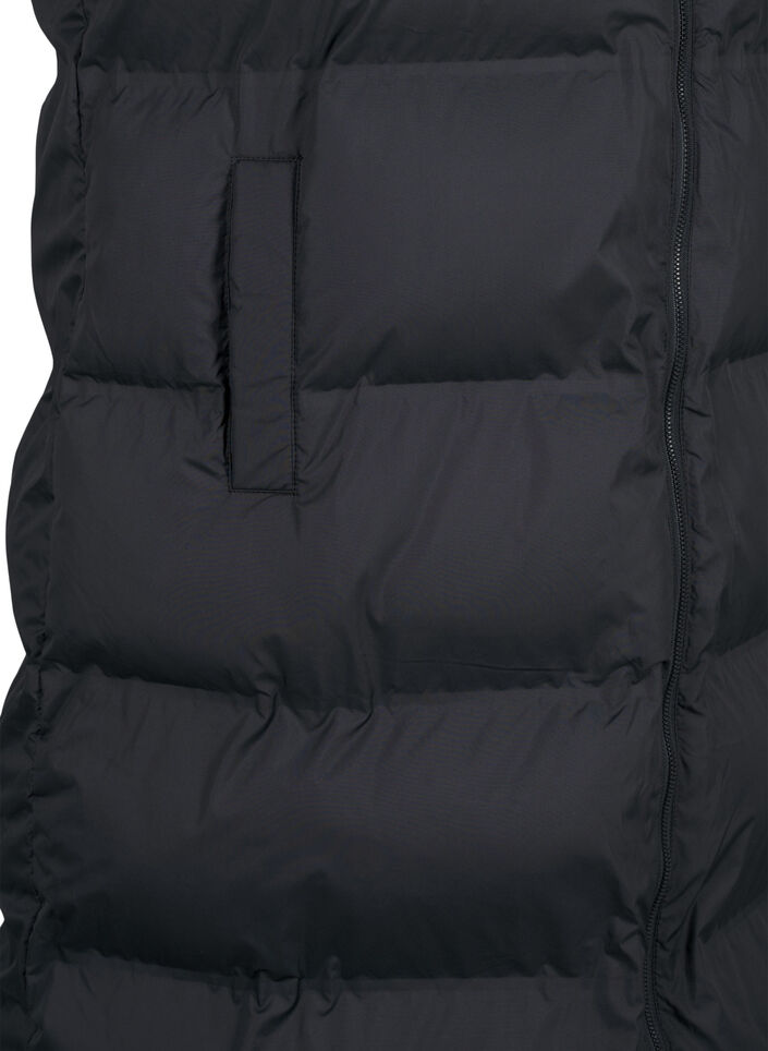 Long vest with pockets and two-way zipper, Black, Packshot image number 3